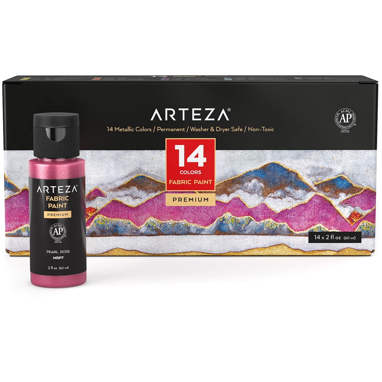 Arteza® 14 Color Metallic Fabric Paint Set